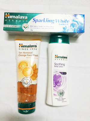 

Himalaya Tan Removal Orange Face Wash, Soothing Boy Lotion, Toothpaste(Set of)