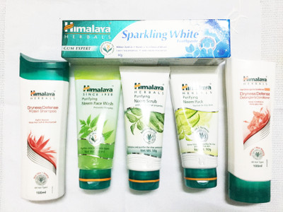 

Himalaya Dryness Defense Protein Shampoo, Purifying Neem Face Wash, Purifying Neem Face Pack, Purifying Neem Face Scrub, Dryness Defense Detangler & Conditioner, Toothpaste(Set of)