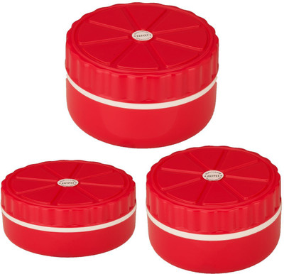 

Jaypee Combo Foodie Jr + Sr+ Xl - 900 ml Plastic Grocery Container(Pack of 3, Pink)