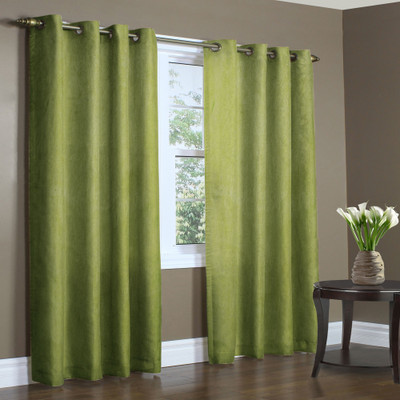 68% OFF on Home Candy Polyester Door Curtain 212 cm (6 ft) Pack of 2(Striped Green)