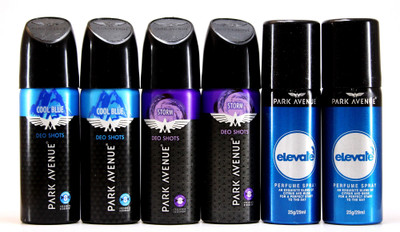

Park Avenue Cool Blue, Storm and Elevate - Mini Deo Shots Deodorant Spray - For Men(158 g, Pack of 6)