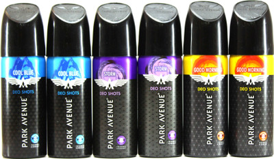 

Park Avneue Cool Blue, Storm and Good Morning - Mini Deo Shots - 27g Each Deodorant Spray - For Men(162 g, Pack of 6)