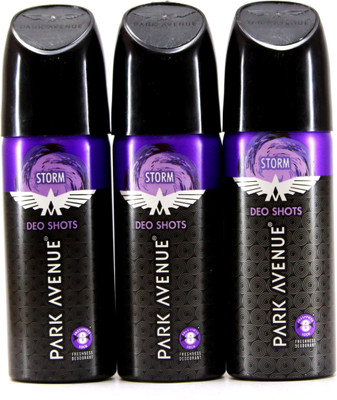 

Park Avenue Storm Deo Shots 3 pcs Pack Deodorant Spray - For Men(81 g, Pack of 3)