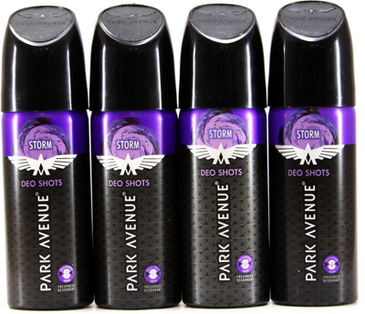 

Park Avenue Storm Deo Shots 4 Pcs Pack Deodorant Spray - For Men(108 g, Pack of 4)