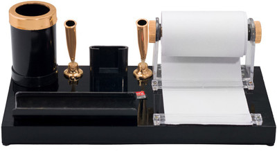 

Kebica 5 Compartments Plastic Decorative Pen Stand(Black, Gold)