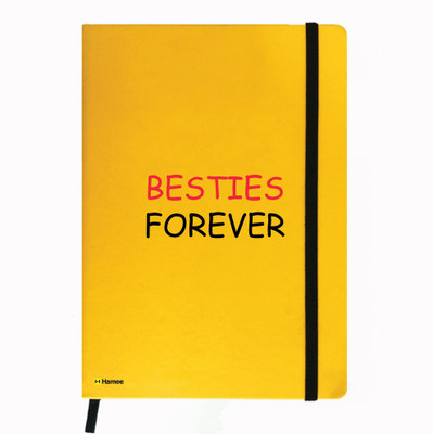 

Hamee A5 Notebook(Friendship Day Special Friends Theme Designer Printed Black Leather A5 Notebook - 200 pages, A5 size Besties Forever, Yellow)