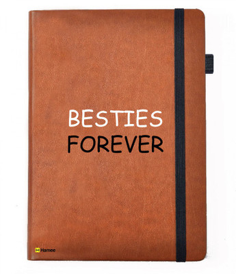 

Hamee A5 Notebook(Friendship Day Special Friends Theme Designer Printed Black Leather A5 Notebook - 200 pages, A5 size Besties Forever, Tan)
