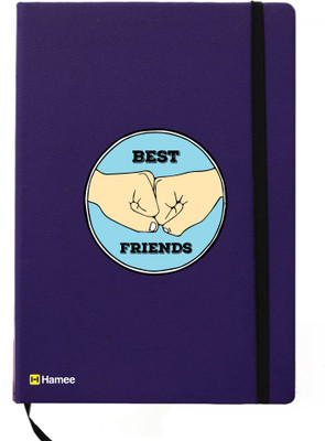 

Hamee A5 Notebook(Friendship Day Special Friends Theme Designer Printed Black Leather A5 Notebook - 200 pages, A5 size Friends Like Bro, Blue)