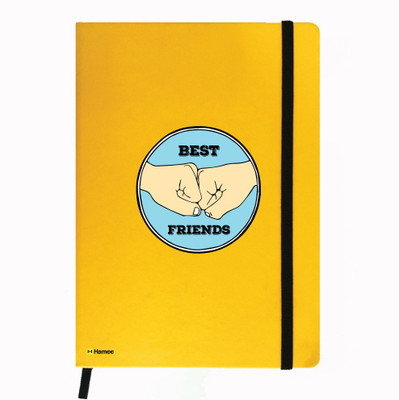 

Hamee A5 Notebook(Friendship Day Special Friends Theme Designer Printed Black Leather A5 Notebook - 200 pages, A5 size Friends Like Bro, Yellow)