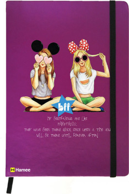 

Hamee A5 Notebook(Friendship Day Special Friends Theme Designer Printed Black Leather A5 Notebook - 200 pages, A5 size Party Friends, Purple)
