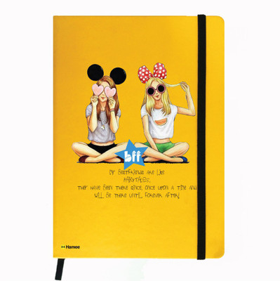 

Hamee A5 Notebook(Friendship Day Special Friends Theme Designer Printed Black Leather A5 Notebook - 200 pages, A5 size Party Friends, Yellow)