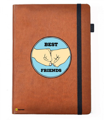 

Hamee A5 Notebook(Friendship Day Special Friends Theme Designer Printed Black Leather A5 Notebook - 200 pages, A5 size Friends Like Bro, Tan)
