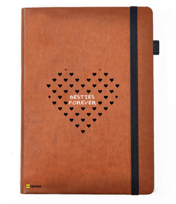 

Hamee A5 Notebook(Friendship Day Special Friends Theme Designer Printed Black Leather A5 Notebook - 200 pages, A5 size Lovely Friend, Tan)