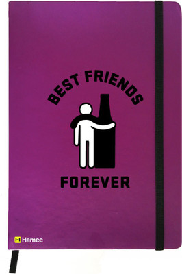 

Hamee A5 Notebook(Friendship Day Special Friends Theme Designer Printed Black Leather A5 Notebook - 200 pages, A5 size Beer Friend, Purple)