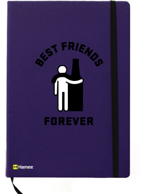 

Hamee A5 Notebook(Friendship Day Special Friends Theme Designer Printed Black Leather A5 Notebook - 200 pages, A5 size Beer Friend, Blue)