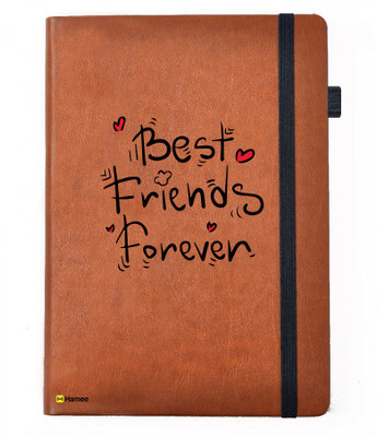 

Hamee A5 Notebook(Friendship Day Special Friends Theme Designer Printed Black Leather A5 Notebook - 200 pages, A5 size Best Friends Forever, Tan)