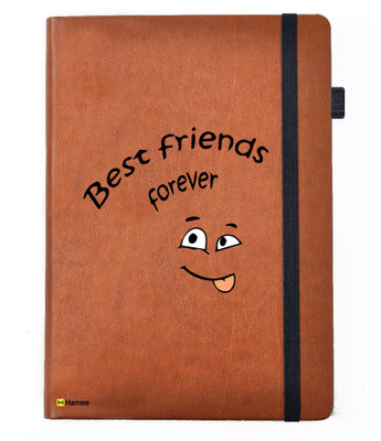 

Hamee A5 Notebook(Friendship Day Special Friends Theme Designer Printed Black Leather A5 Notebook - 200 pages, A5 size Naughty Friends, Tan)
