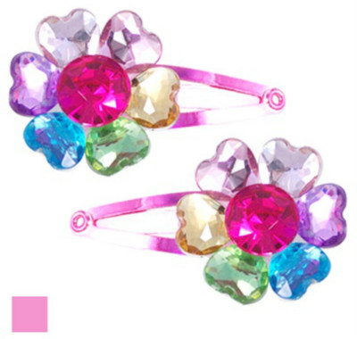 

Pink Poppy Flower Gem Hair Clips Hair Accessory Set(Multicolor)