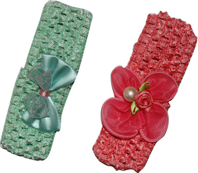 

sagunya Soft elastic baby Hair Band(Green, Pink)