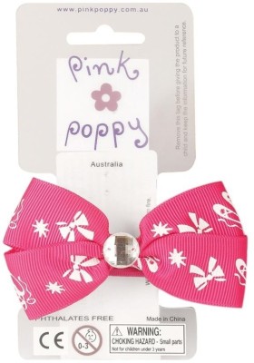 

Pink Poppy Ballet Print Ribbon Bow Hr Elastic Hair Accessory Set(Multicolor)