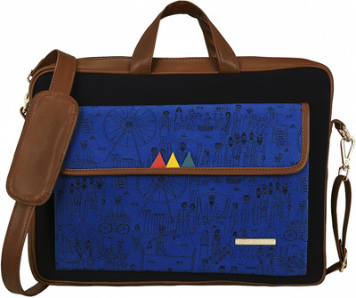 

FUNK FOR HIRE 15.6 inch Laptop Messenger Bag(Brown, Blue), Blue;navy blue