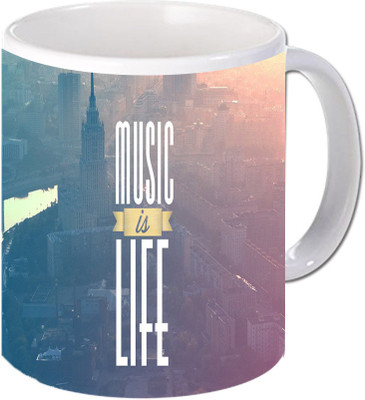 

Maison N Mode Music Is Life Coffee Ceramic Mug(330 ml), Multicolor