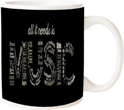 

Maison N Mode All It Needs It Music Coffee Ceramic Mug(330 ml), Multicolor