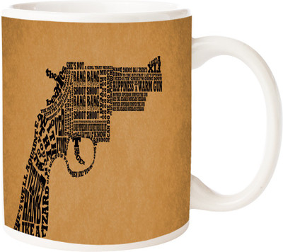 

Maison N Mode Text Gun Coffee Ceramic Mug(330 ml), Multicolor