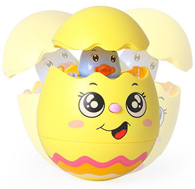 

TALKING GANESHA Battery Operated Push and Shake Wobbling Rolly Polly Tumbler Musical Egg Toy for early years of Kids (MULTICOLOR)(Red, Orange, Pink, Purple)
