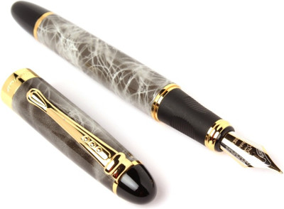 Ledos JINHAO BLACK & WHITE MARBLE WITH 18 KGP MEDIUM NIB Fountain Pen(Ink Color - CONVERTER SYSTEM)