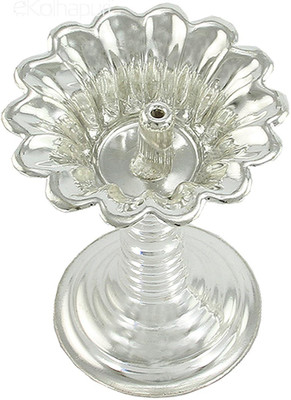 

eKolhapuri ekolhapuri Single Devdas Silver Plated Oil Pooja Lamp/Diya/Niranjan Silver Plated(1 Pieces, Silver)