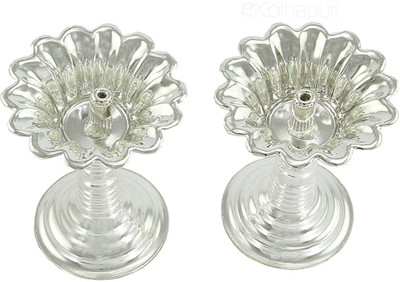 

eKolhapuri ekolhapuri Set Of Two Devdas Silver Plated Oil Pooja Lamp/Diya/Niranjan Silver Plated(1 Pieces, Silver)