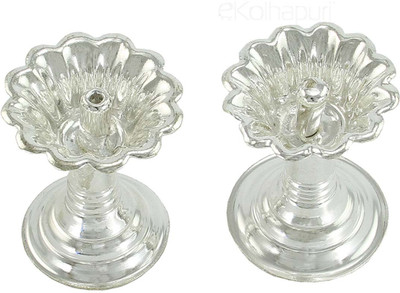 

eKolhapuri ekolhapuri Set Of Two Devdas Silver Plated Oil Pooja Lamp/Diya/Niranjan Silver Plated(1 Pieces, Silver)