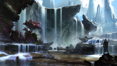 

waterfall confrontation fantasy POSTER Paper Print(12 inch X 18 inch)