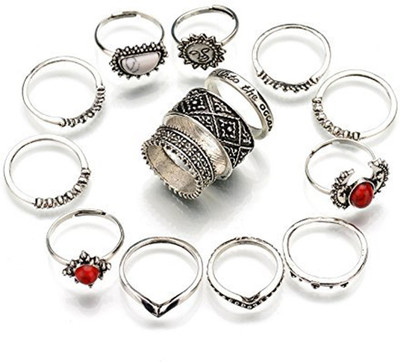 Shining Diva Stylish Party Wear 14 Pcs Midi Finger Rings Alloy Beads Ring Set