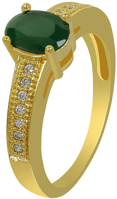 

Muchmore Gold Polished Work Jade Stone Added Fashion Ring for Women & Girls Jewelry Alloy Gold-plated Plated Ring, Green