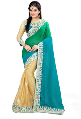Sonu Creation Embroidered Bollywood Georgette, Lycra Saree(Multicolor) Flipkart