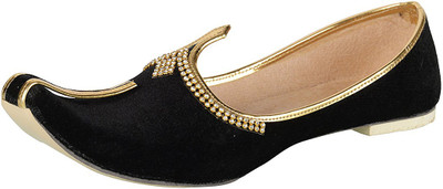 

Ramraj Men Synthetic Wedding Mojari Jutis For Men(Black, Gold