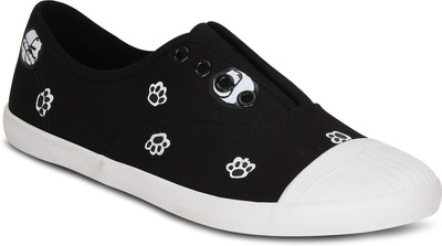 

Kielz Black-Canvas-Slip-On-Sneakers Sneakers For Women(Black