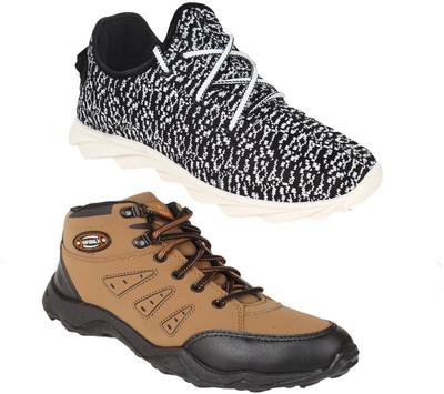 

Chevit Men's COMBO Pack of 2 Outdoor Casual Shoes Running Shoes For Men(Black, Grey, Brown, Black grey and brown