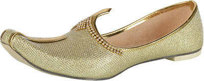 

Ramraj Men Synthetic Wedding Mojari Jutis For Men(Gold