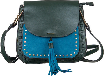 

peaubella Women Casual Green, Blue Leatherette Sling Bag, Blue;green