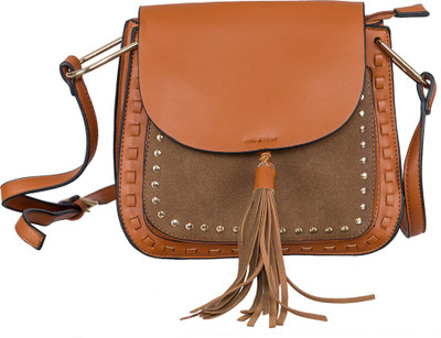 

peaubella Women Casual Tan Leatherette Sling Bag