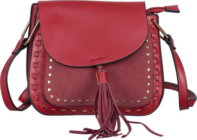 

peaubella Women Casual Red Leatherette Sling Bag