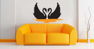 Asmi Collections 82 cm Two Romantic Swan Removable Sticker(Pack of 1)