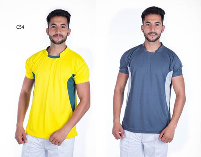 CLASY Solid Men Round or Crew Yellow T-Shirt(Pack of 2) CLASY Solid Men Round or Crew Yellow T-Shirt(Pack of 2)