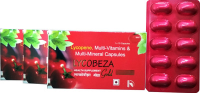 

Lycobeza Gold Multivitamins For Adults 40+ & 50+ Age | Lycopene + Antioxidants + Lactic Acid Bacillus + Vitamins & Minerals Capsules(30 No)