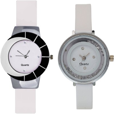 KNACK Black white different design beautiful with movable crystals in dial fancy and attractive white women Watch  - For Girls   Watches  (KNACK)