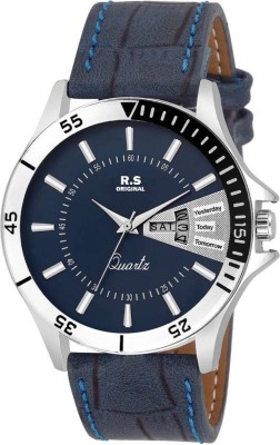 R S Original DAY AND DATE SERIES BLUE DIAL BOYS LOOKING AWESOME Watch  - For Men   Watches  (R S Original)