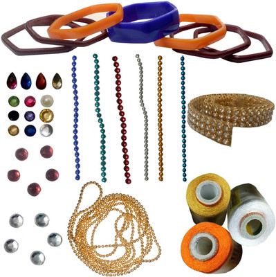 

craftkit Jewellery making star bangle-2.8 mini kit with orange, gold and white silk thread